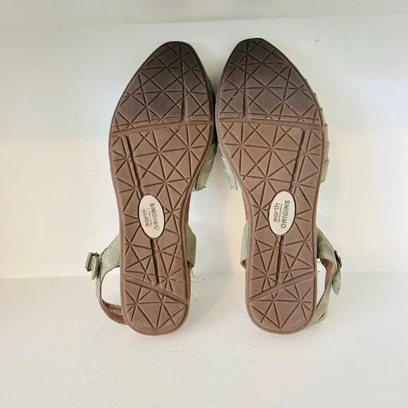 Earth Origins Sandals Womens Size 8.5 Leather Palomos Peyton Sage Green Shoe - Picture 8 of 11